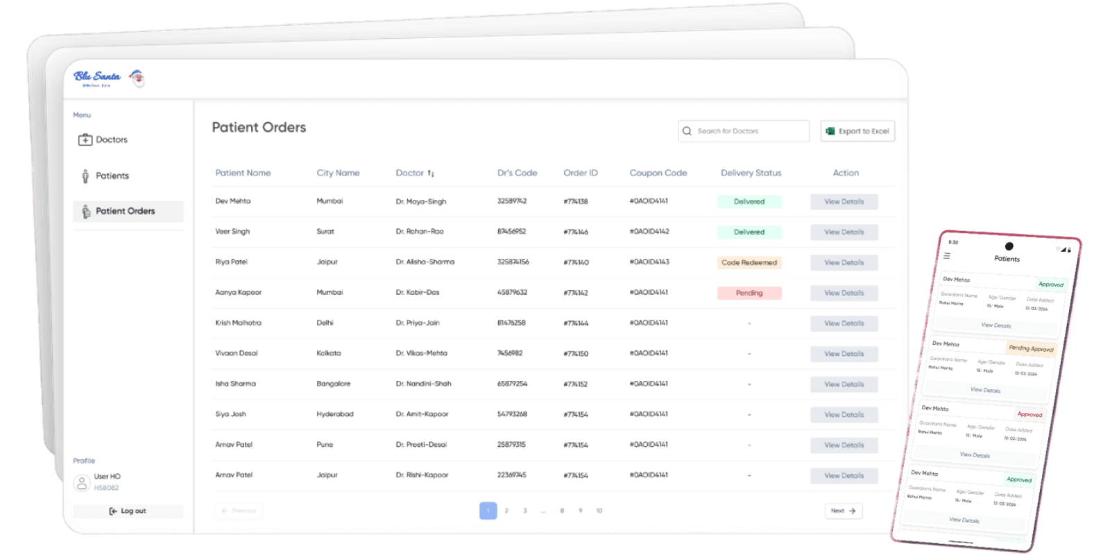 Blu Santa – Pediatric Insulin Delivery System dashboard